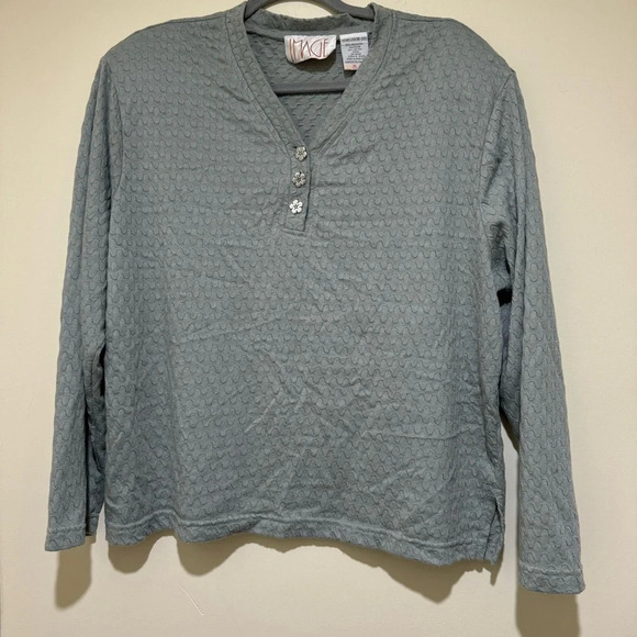Women’s Image By Sears Vintage 90’s Long Sleeve  Top with Flower Buttons Size 20 - Picture 1 of 16